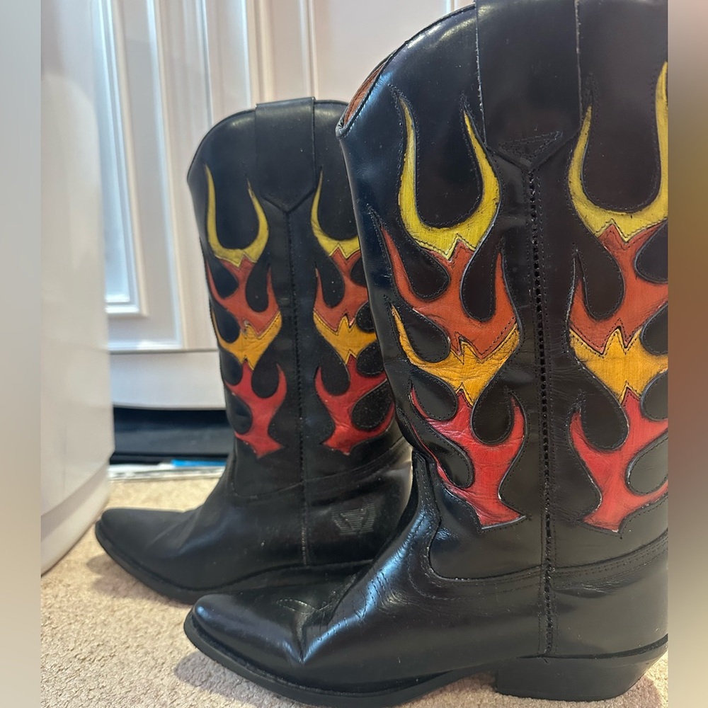 André Assous Vintage Boots with Flames